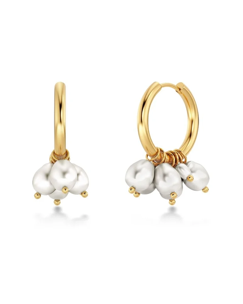Elegant 14K guldpläterade hoops med åtta pärlemorpärlor i kluster