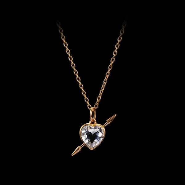 Rebel Love Necklace Clear Quartz Gold med bergkristall och 18K guldpläterat silver