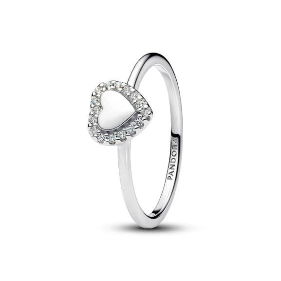 Eleganter Halo-Ring mit strahlendem Herz