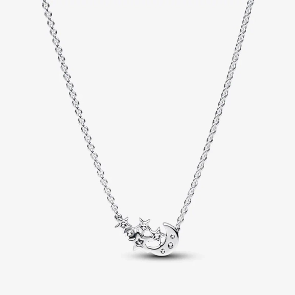 Collierhalsband med Glittrande Måne & Stjärna - PANDORA - Snabb leverans & paketinslagning - Nordic Spectra