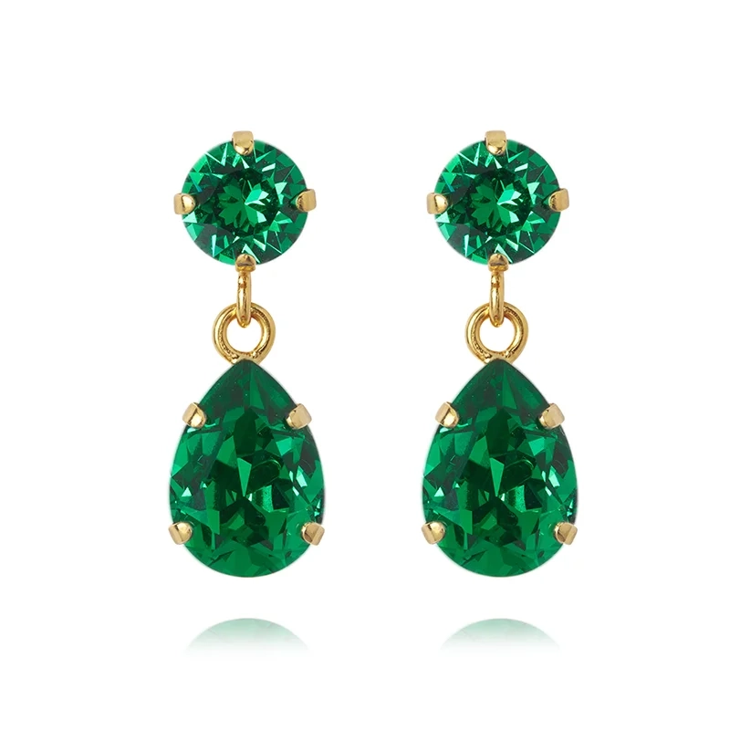 Caroline Svedbom - Mini Drop Earrings Gold Majestic Green