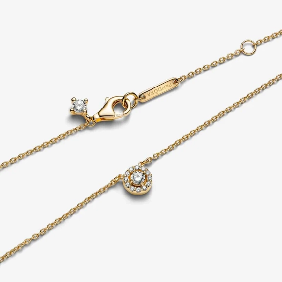 Rund Skimrande Halo Halsband Guld - PANDORA - 1-2 dagar leverans - Gratis paketinslagning