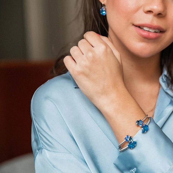 Mini Drop Bracelet Rhodium Royal Blue Delite - Caroline Svedbom - Nopea toimitus ja lahjapakkaus - Nordic Spectra