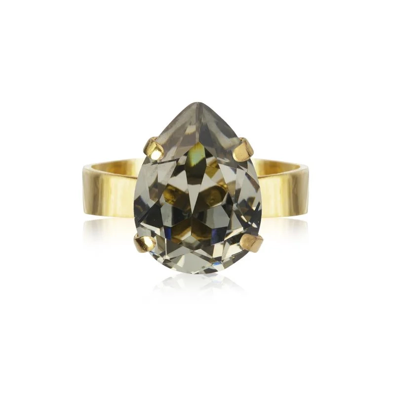 Caroline Svedbom - Mini Drop Ring Gold Black Diamond