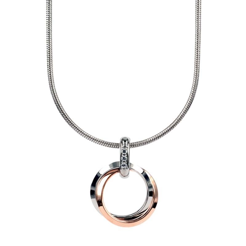 Astrid & Agnes - CAROLIN Kort Halsband Rosé/Stål