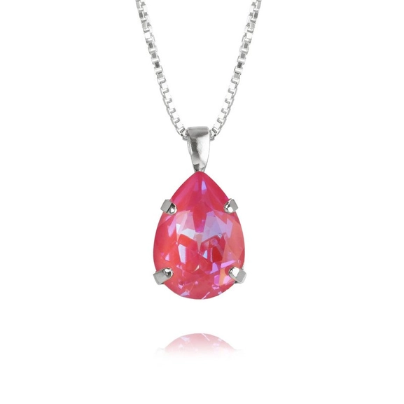 Mini Drop Necklace Rhodium Lotus Pink Delite - Caroline Svedbom - Snabb frakt & paketinslagning - Nordicspectra.se