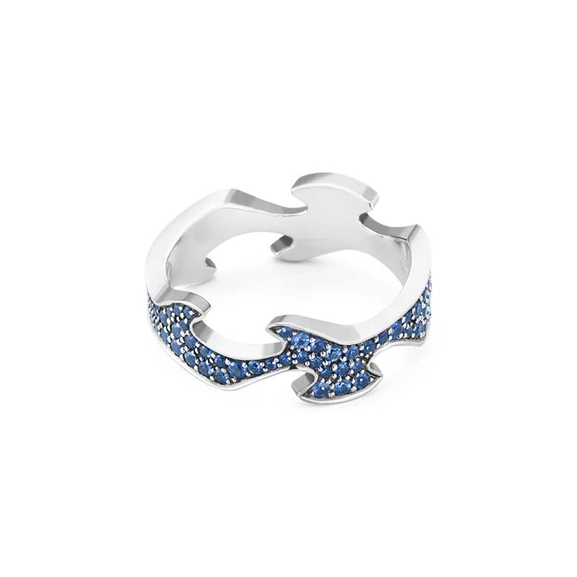 Fusion Mitte Ring Weißes Gold & Blau Saphir von Georg Jensen, Schneller Versand - Nordicspectra.de