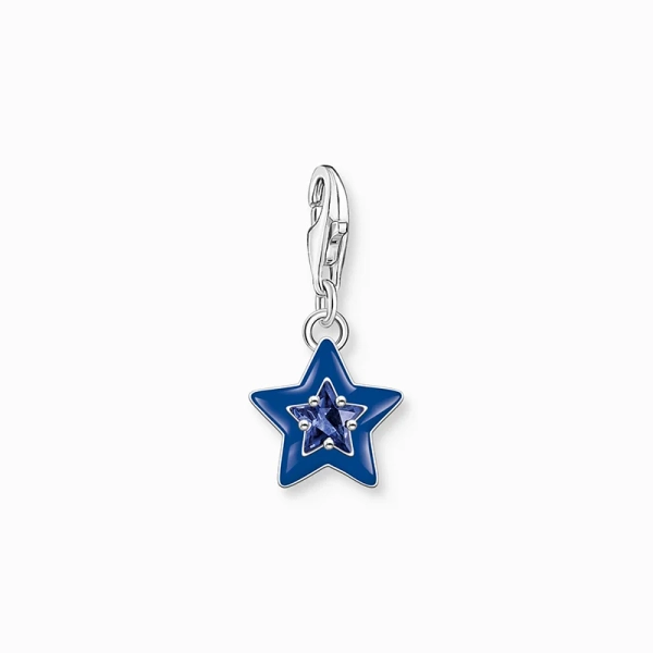 Charm-Anhänger Stern mit blauem Stein und dunkelblauer Kaltemaille Silber - Thomas Sabo - Nordic Spectra