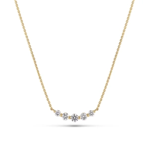 Tiara Piccolo Necklace 14K Guld med fem gnistrande syntetiska diamanter i en elegant böjd linje