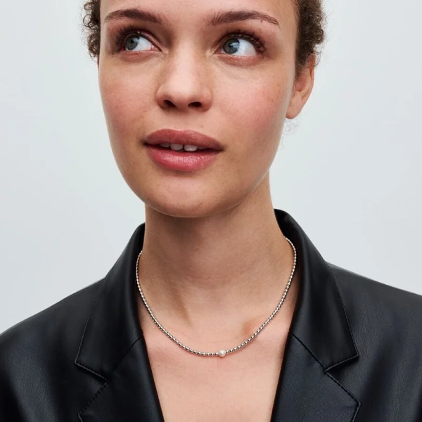 Behandelte Süßwasserzuchtperle & Kugeln Collier-Halskette - PANDORA - Nordic Spectra