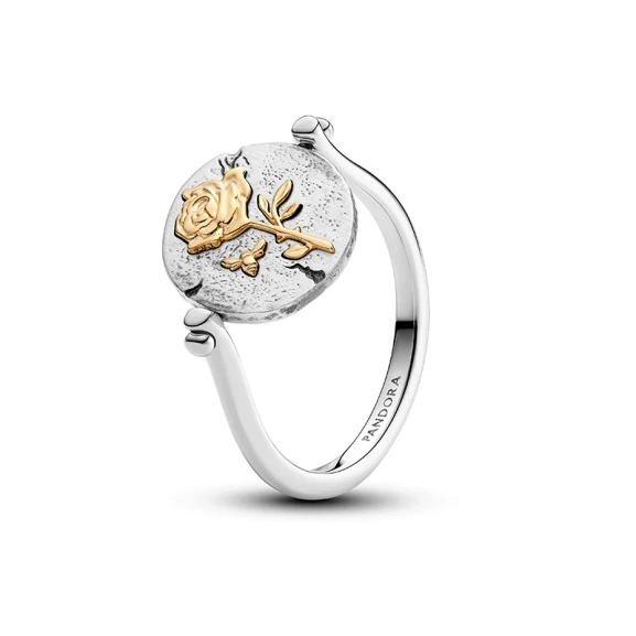 Wendemedaillonring „Rose“ von Pandora ME aus Silber und 14-karätiger Vergoldung