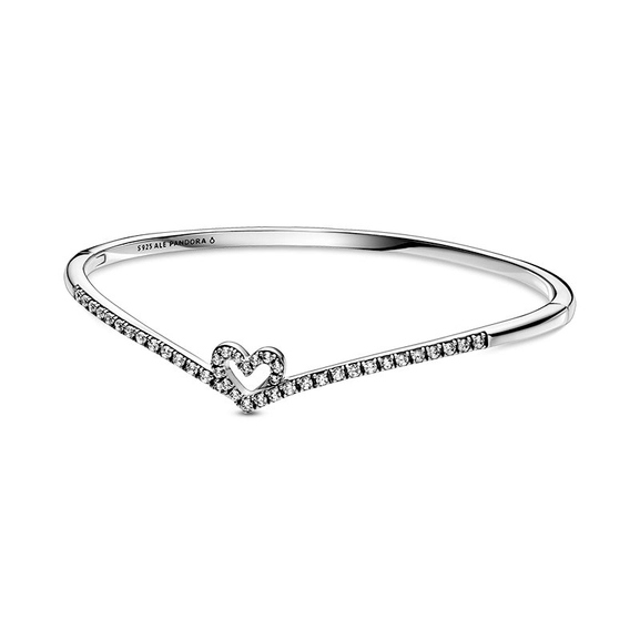 Gnistrande Wishbone Heart Armring - PANDORA - Snabb frakt & paketinslagning - Nordicspectra.se