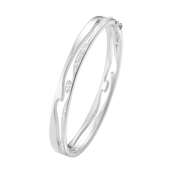 Fusion Öppen Armring 18K Vitguld med Diamanter - Georg Jensen armband - Snabb frakt & paketinslagning - Nordicspectra.se
