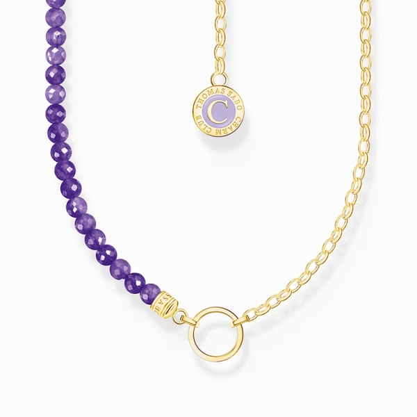 Member Charm-Kette mit Gliedern und imitiertem Amethyst vergoldet - Thomas Sabo - Nordic Spectra