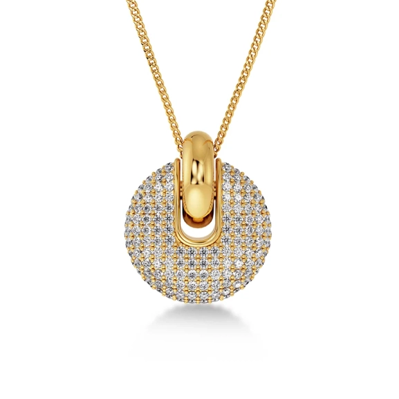 Halsband i sterling silver med 14K guldplätering och gnistrande stenar