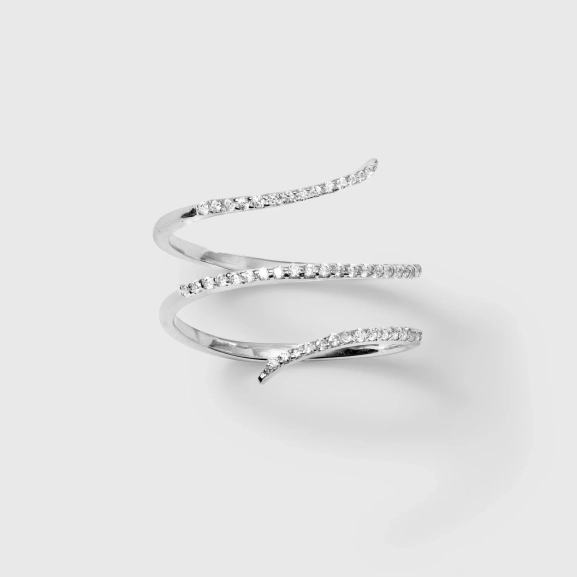 Sparkle Wrap Ring Silver i återvunnet sterlingsilver med gnistrande kubiska zirkoner