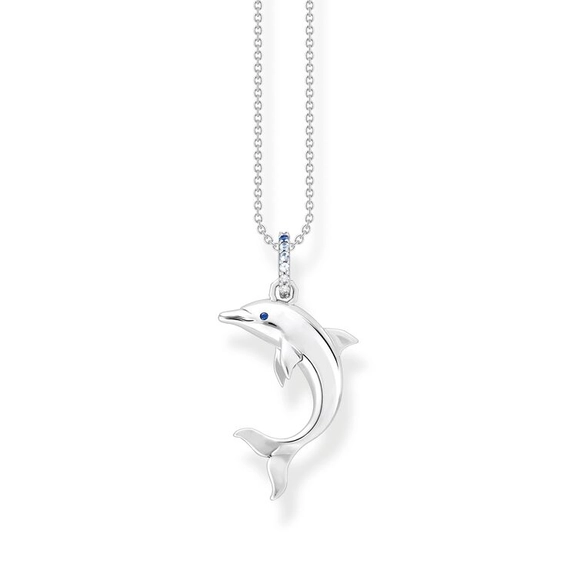 Halsband Delfin med Blå Stenar - Thomas Sabo berlock - Snabb frakt & paketinslagning - Nordicspectra.se
