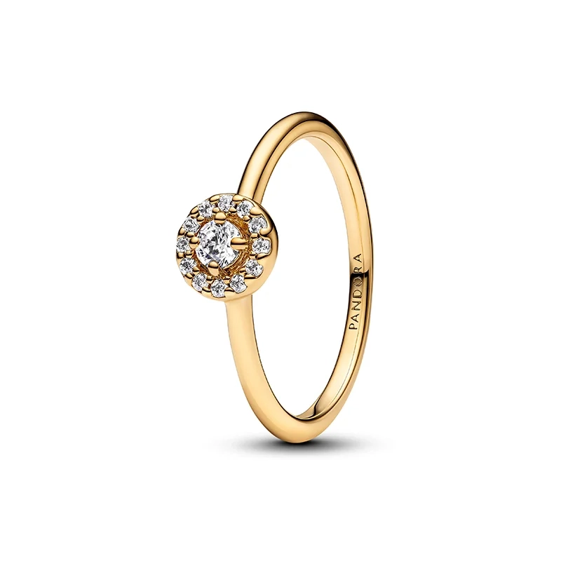 PANDORA – Rund Skimrande Halo Ring Guld