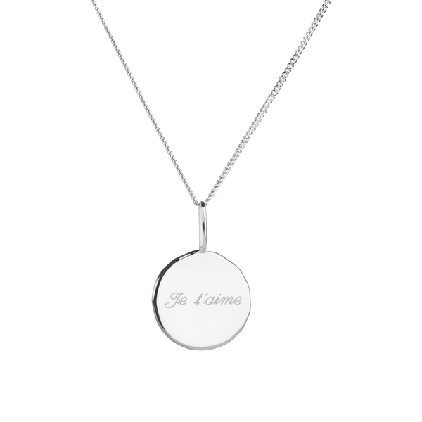 Je T'aime Coin Silver-halsband från Emma Israelsson i silver med "Je t’aime"-gravyr