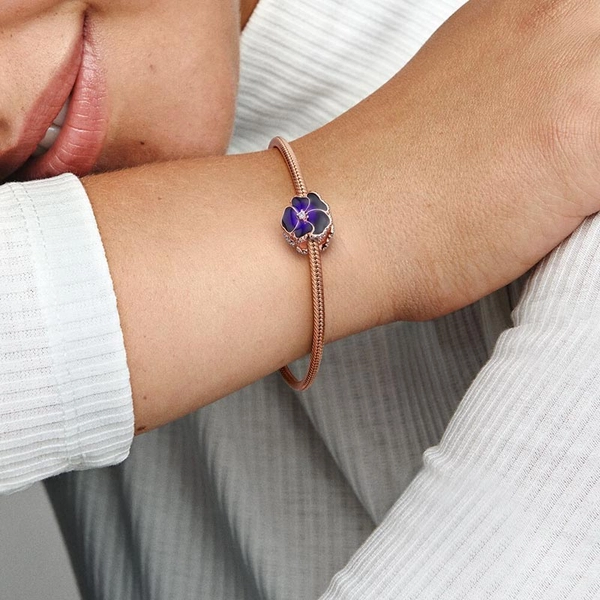 Deep Purple Pansy Flower Berlock Rosé - PANDORA - Snabb frakt & paketinslagning - Nordicspectra.se