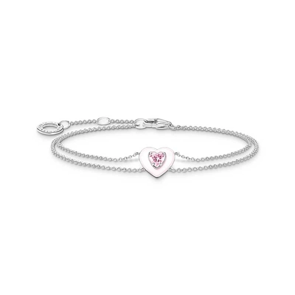 Dubbelradigt Armband Hjärta Med Rosa Sten - Thomas Sabo berlock - Snabb frakt & paketinslagning - Nordicspectra.se