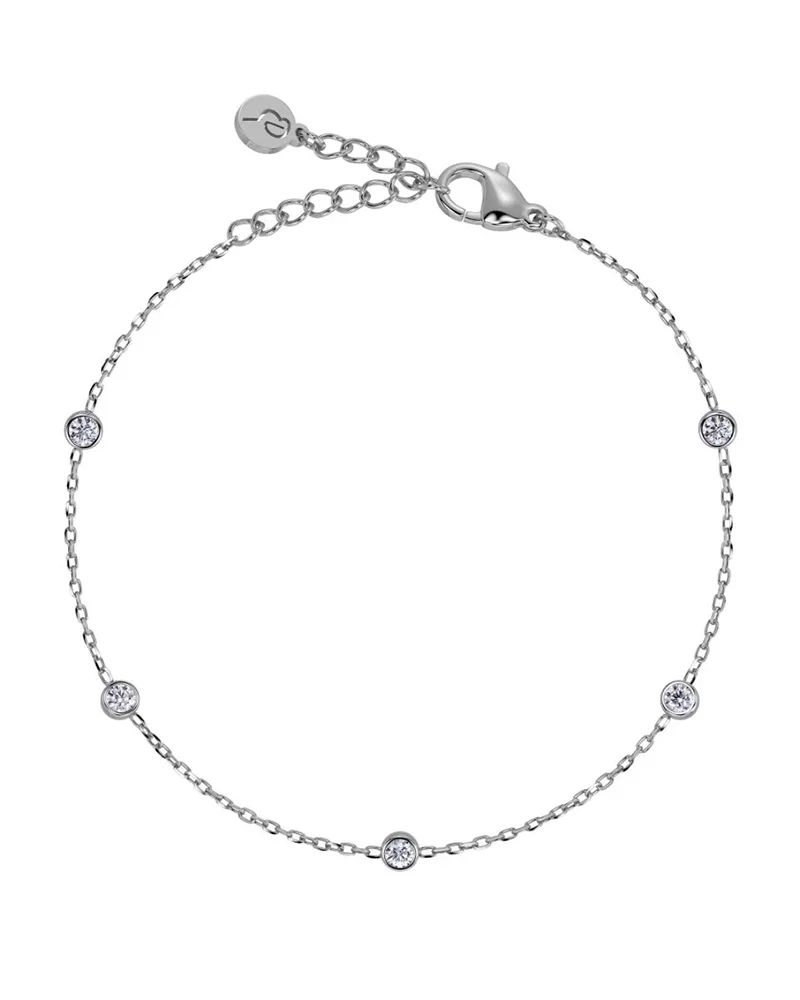 Armband i polerat rostfritt stål med små cubic zirconia-stenar