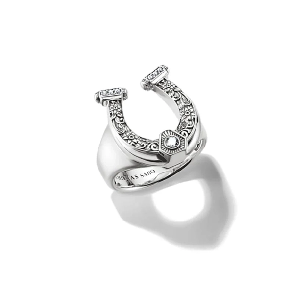 Hästsko Elyndra Ring från Thomas Sabo i 18K guldpläterat silver med gnistrande cubic zirconia