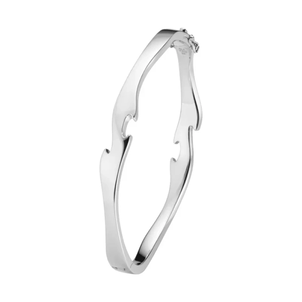 Fusion Center Bangle i 18K vitguld med skulptural vågform