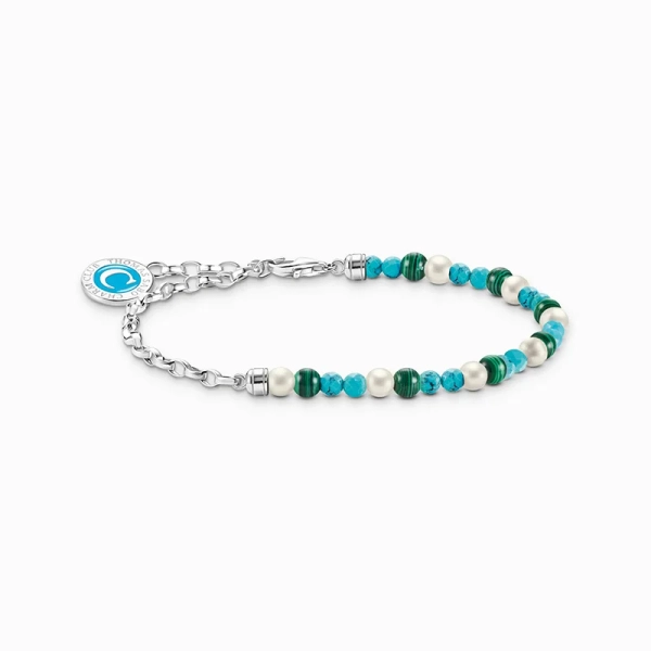 Member Charm-Armband mit weißen Perlen
