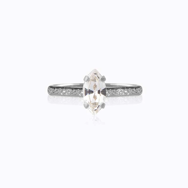Caroline Svedbom - Petite Navette Ring Rhodium Crystal