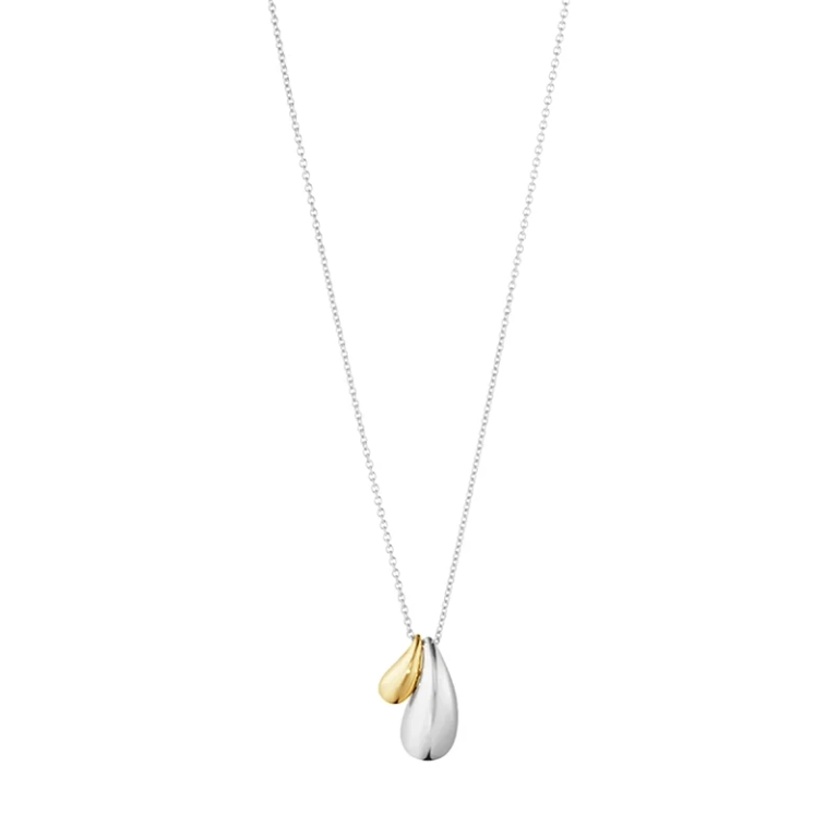 Reflect Halsband Dubbelt Hänge i silver och 18K guld med två eleganta droppformade hängen