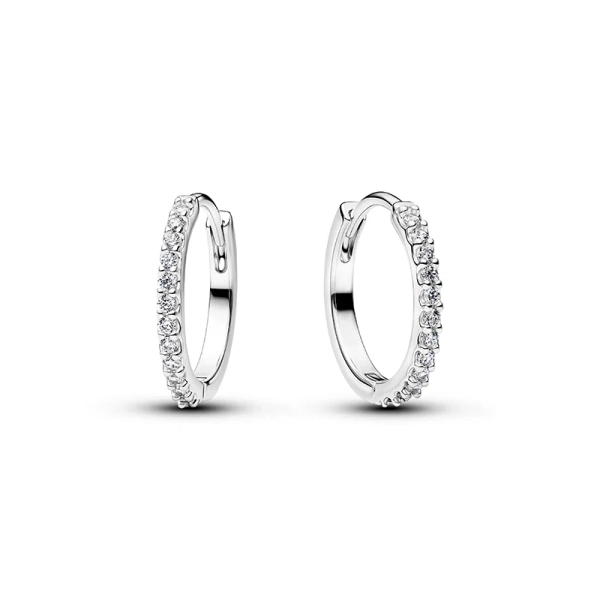 Funkelnde kleine Creolen von Pandora aus Sterlingsilber mit Zirkonia