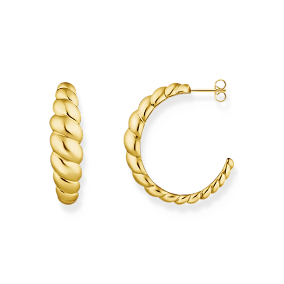 Organiskt Formade Hoops Guld från Thomas Sabo i 18K guldpläterat silver med unik vriden design