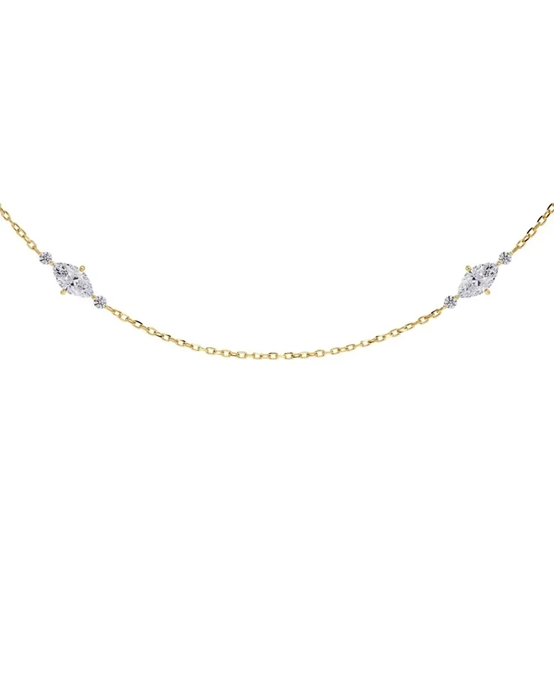 Trinny Necklace i 14K guldplätering med cubic zirconia-stenar på en facetterad kedja