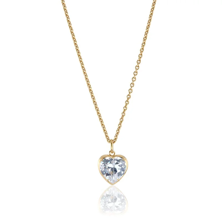 Crazy Diamond Heart Halsband Guld med cubic zirconia hjärta