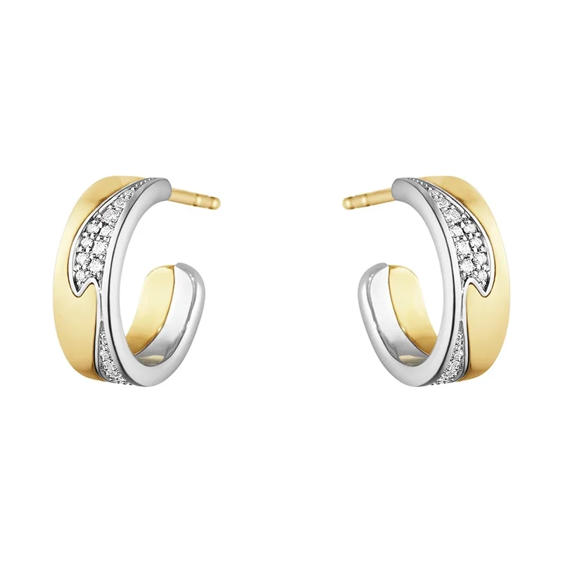 Georg Jensen - Fusion Hoops Guld & Vitguld Pavé