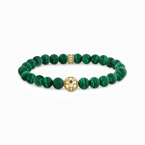 Beads-Armband aus grünen Steinen vergoldet - Thomas Sabo - Nordic Spectra