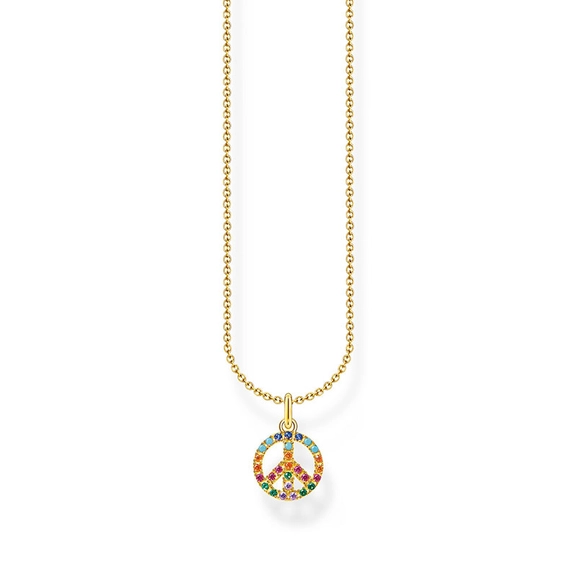 Halsband Peace med Färgade Stenar Guld - Thomas Sabo berlock - Snabb frakt & paketinslagning - Nordicspectra.se