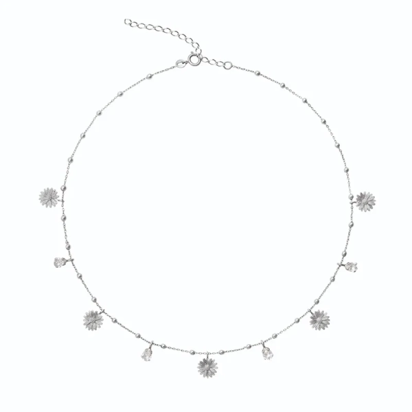 Halsband Daisy Multi Rhodium Crystal med glittrande kristaller