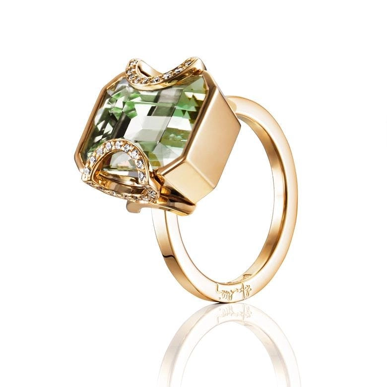 Efva Attling - Little Magic Star Ring Green Quartz Gold