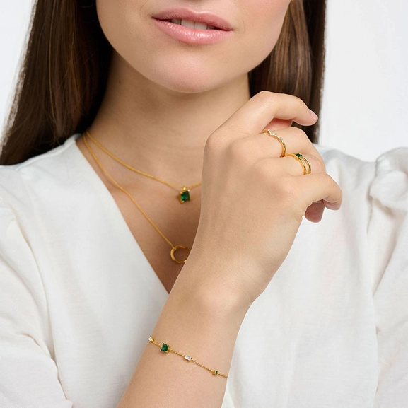 Armband mit grünen und weißen Steinen Gold von Thomas Sabo, Schneller Versand - Nordicspectra.de