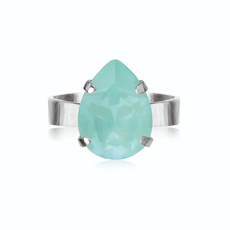 Caroline Svedbom - Mini Drop Ring Rhodium Soft Mint