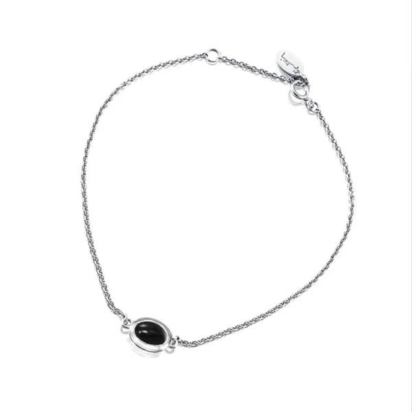 Silverarmband "Love Bead Bracelet - Onyx" med svart onyx