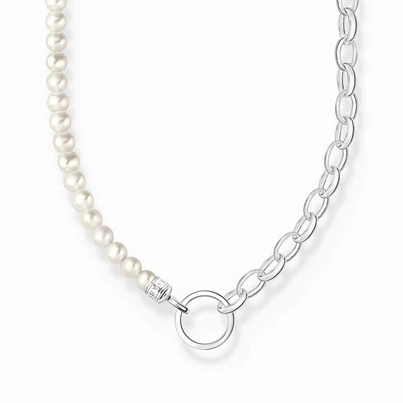 Charm-Kette mit weißen Perlen und Kettengliedern Silber von Thomas Sabo, Schneller Versand - Nordicspectra.de