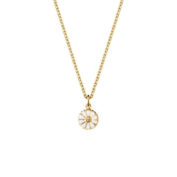 Daisy Mini Halsband Guldpläterat Silver med Vit Emalj - Georg Jensen halsband - Snabb frakt & paketinslagning - Nordicspectra.se