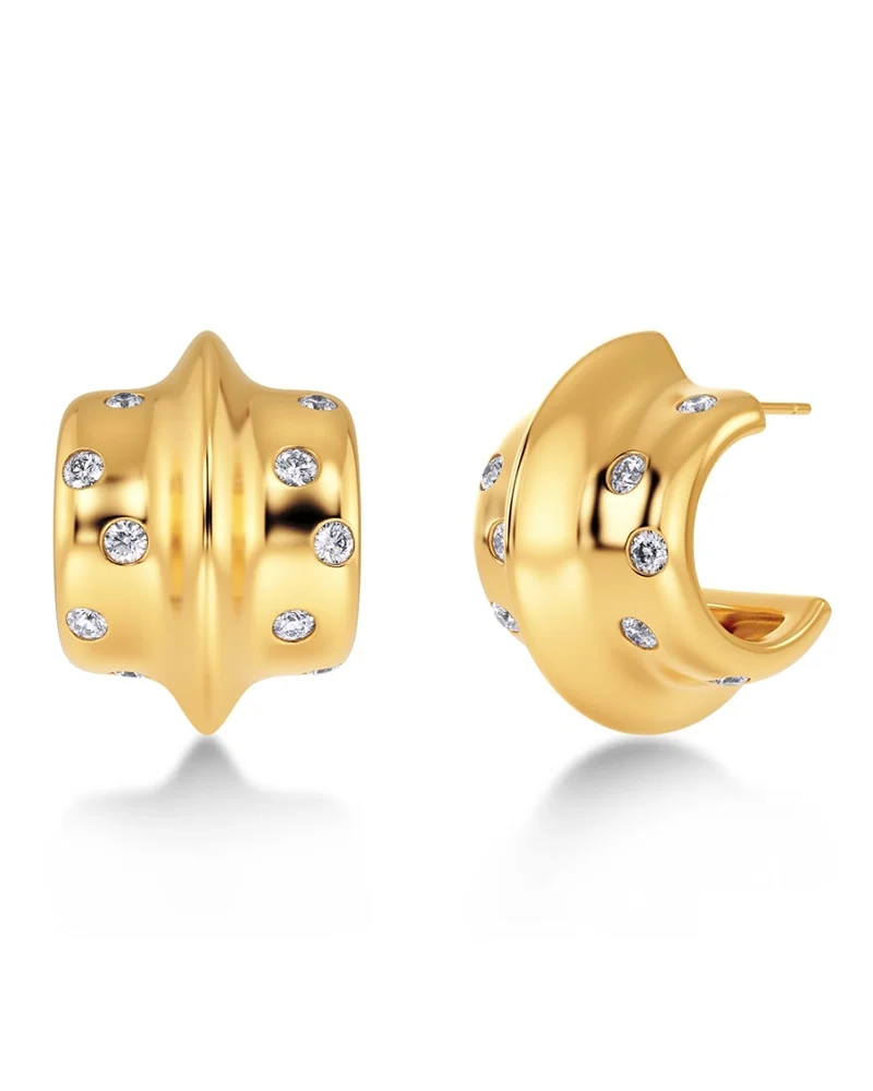 Barre Hoops L Gold örhängen i 14K guldplätering med cubic zirconia