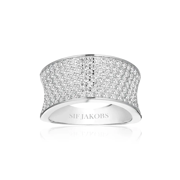 Felline Concavo Ring i silver med gnistrande cubic zirconia-stenar från Sif Jakobs