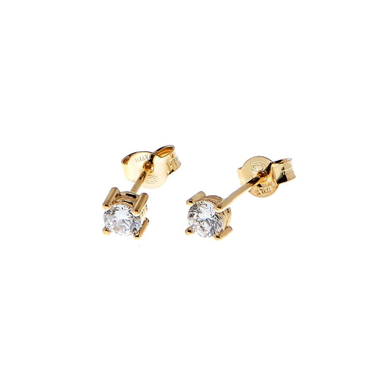 CU Jewellery - Two Square Stone Stud Ear Gold