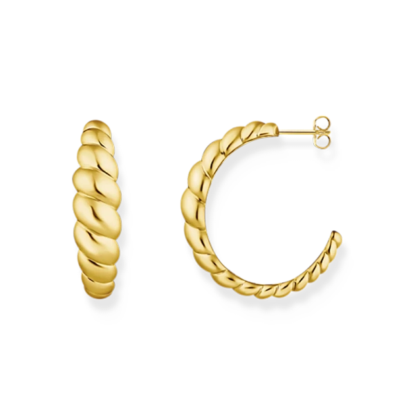 Organiskt Formade Hoops Guld från Thomas Sabo i 18K guldpläterat silver med unik vriden design