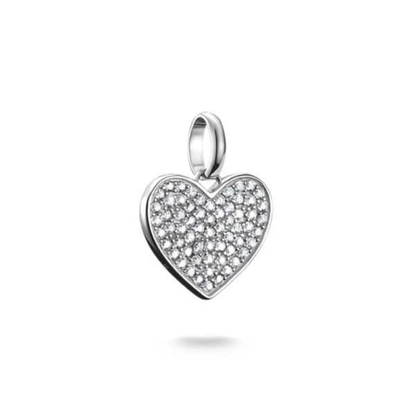 CC Connect Pavé Hjärta med Gravyr Berlock i silver med cubic zirconia